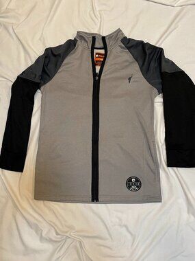 AND1 Basketball Jacket Mens Medium Grey Black Golf Logo at Chest Preowned